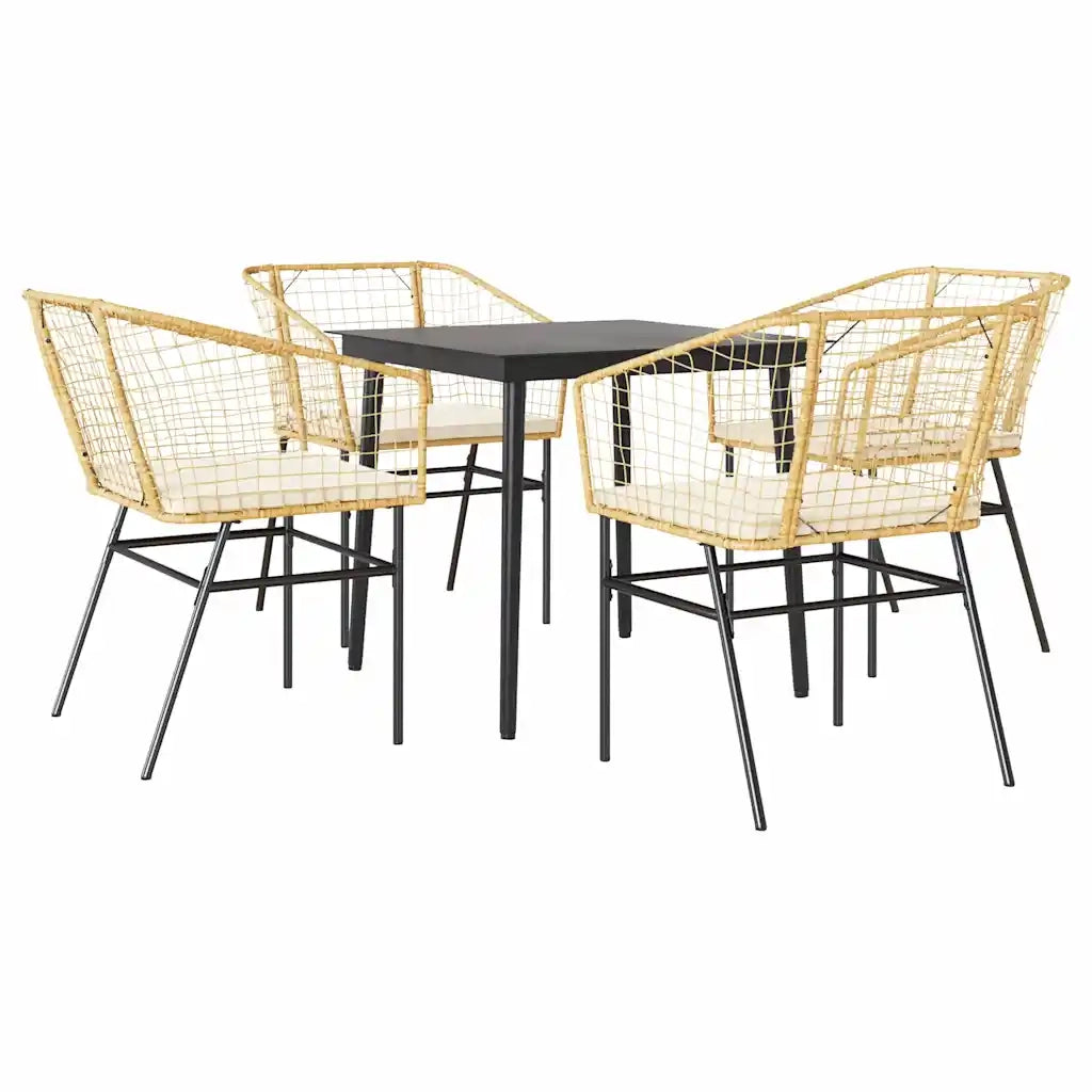 vidaXL Set da Pranzo da Giardino 5pz con Cuscini Polyrattan Vetro