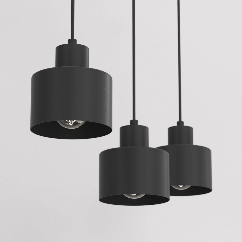 Lampada sospesa Parkla 3 luci E27 nera Luminex