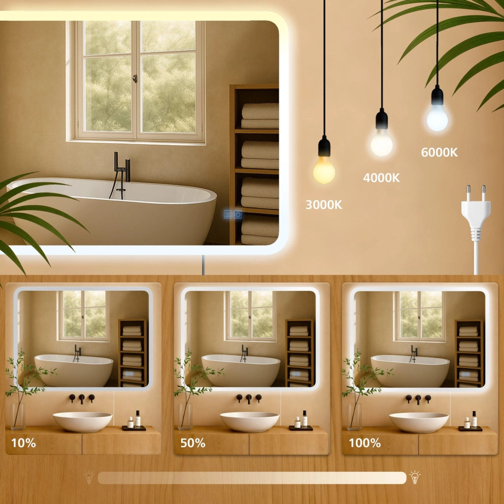 Specchio da bagno Jericho 70x100 senza Bluetooth