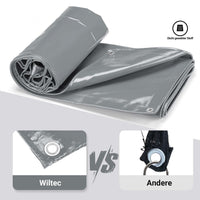 Telone occhiellato grigio 5 x 7 m resistente alle intemperie e a raggi UV, impermeabile, robusto telo di protezione in poliestere 650 g/m² con rivestimento in PVC