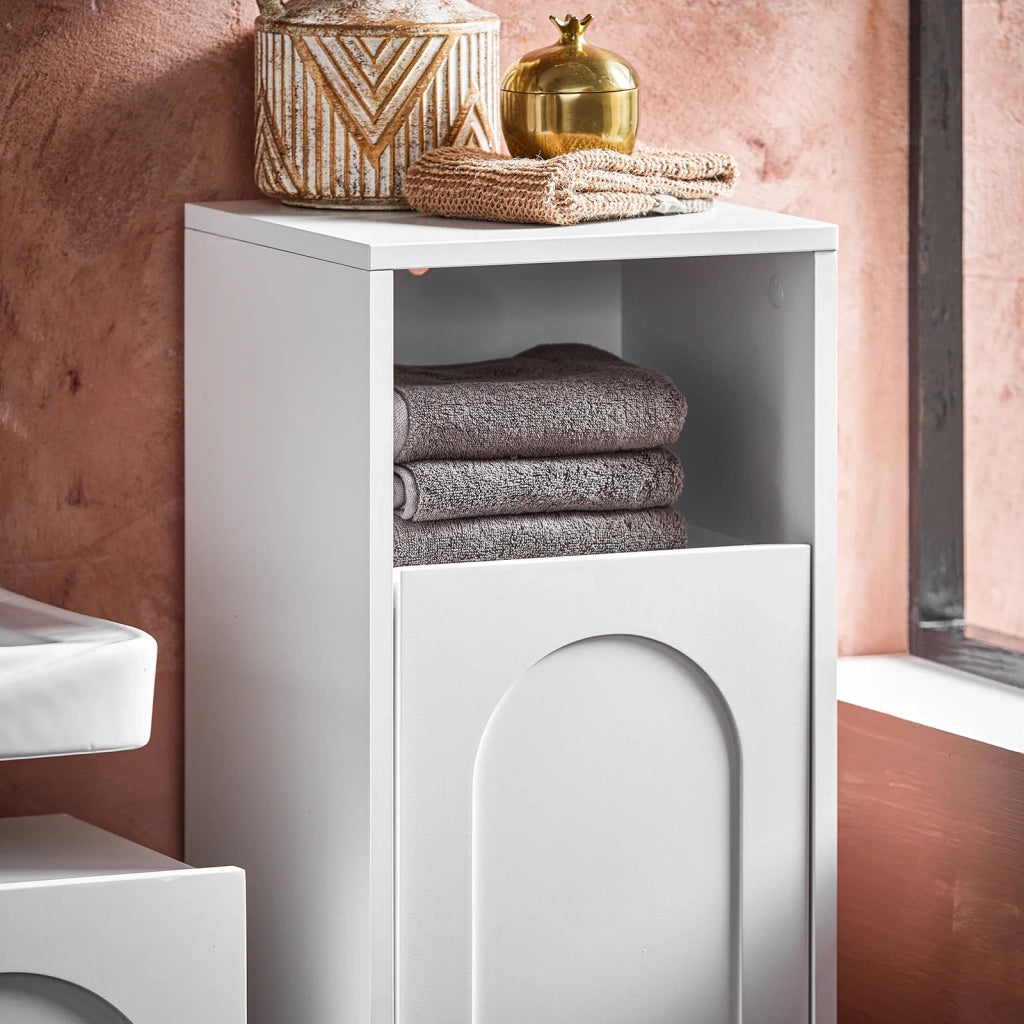Mobile portabiancheria da Bagno Mobiletto bagno Bianco 30x30x97cm BZR161-W