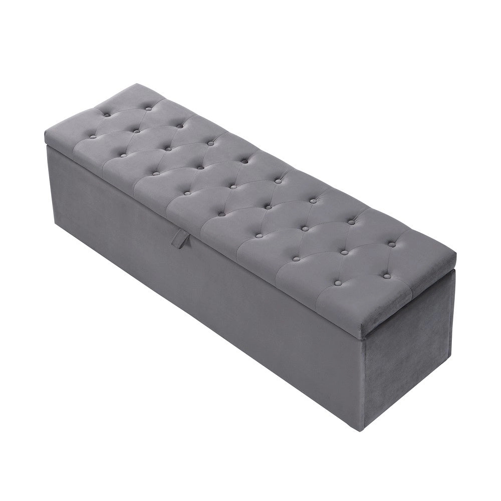 Panca Contenitore Imbottita in Velluto ¨C MINIMAL ¨C Grigio 138x41x42 cm