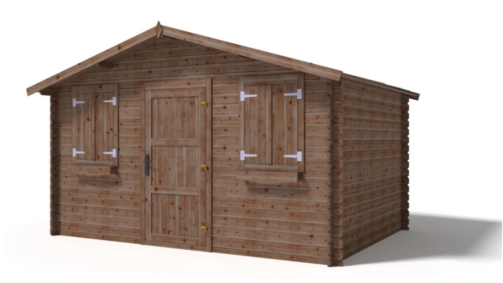 Casetta da giardino in legno - 12m2 - 4x3m - impregnata - 28mm - colore: marrone - DOM418 - ALTANKA