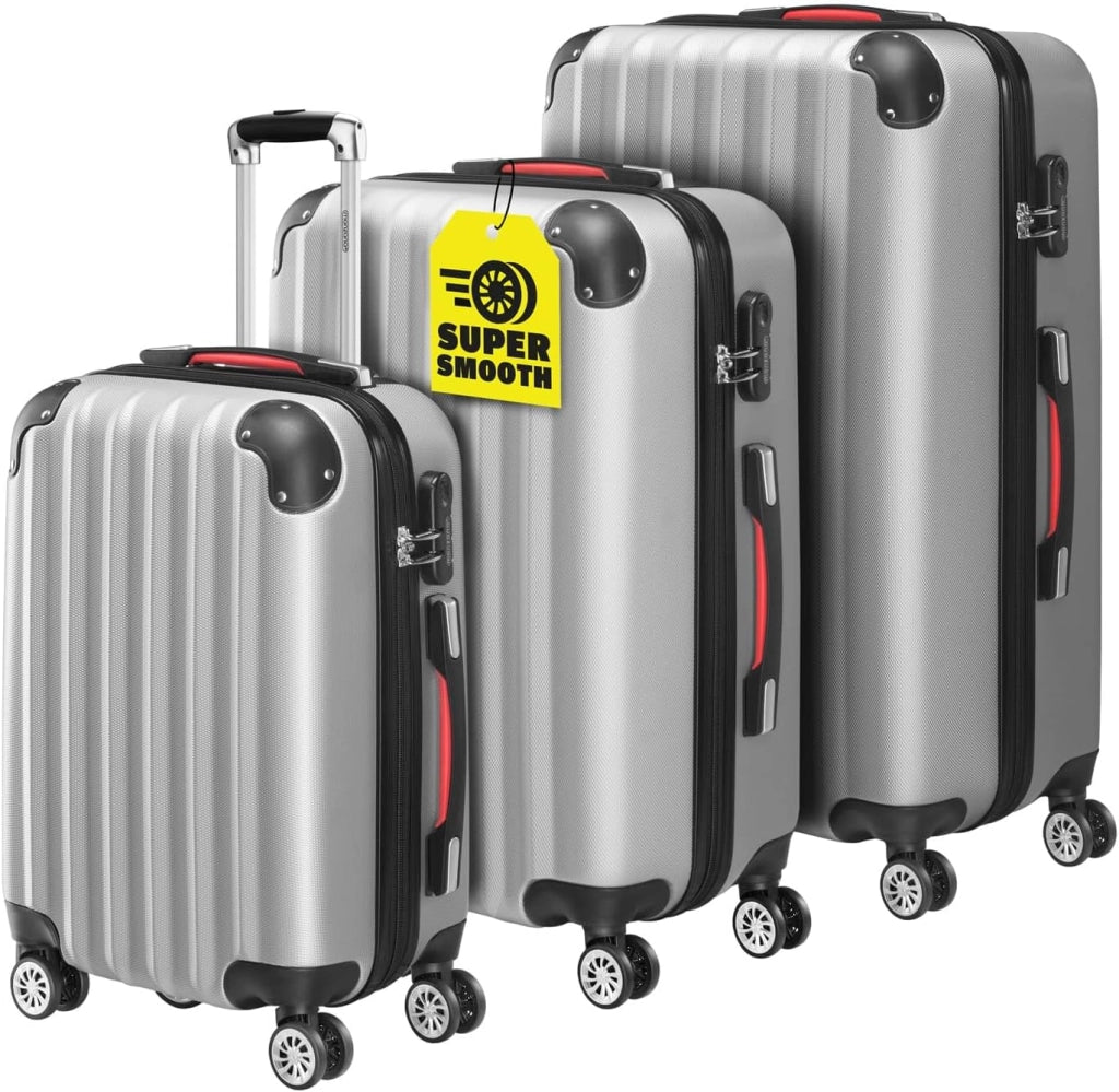 Valigie Set di 3 pezzi m l xl trolley valigie rigide leggere lucchetto bagaglio a mano viaggio grigio