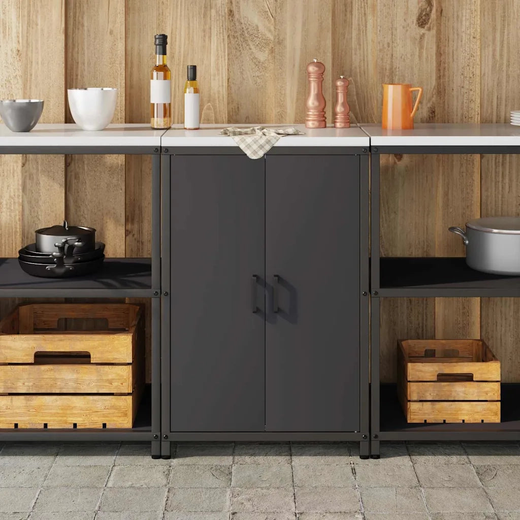 Stoccaggio in cucina con porta Nero 60 x 50 x 92 cm Acciaio