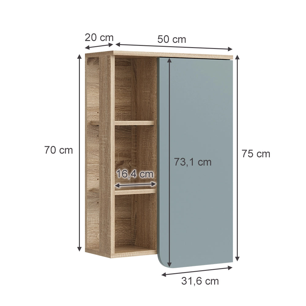 Vicco Mobile bagno Grigio-blu 50 x 75 cm con porta e vani aperti