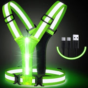 Vestone LED USB ricaricabile per corsa con indicatori di sicurezza e strisce riflettenti, 3 modalità di illuminazione.