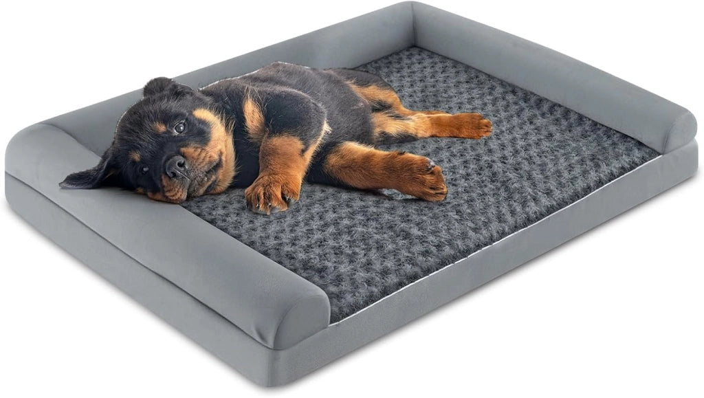 Cuccia Cane Interno in Schiuma, Brandina per Cani con Cuscino, Copertura Rimovibile e Tessuto Interno Impermeabile, Lettino per Animali Domestici, Grigio (113 x 89 x 18 cm)