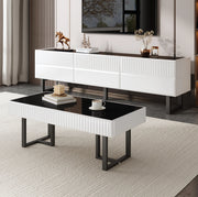 Set mobile TV 170 cm e tavolino 110 cm in MDF e truciolare nero e bianco