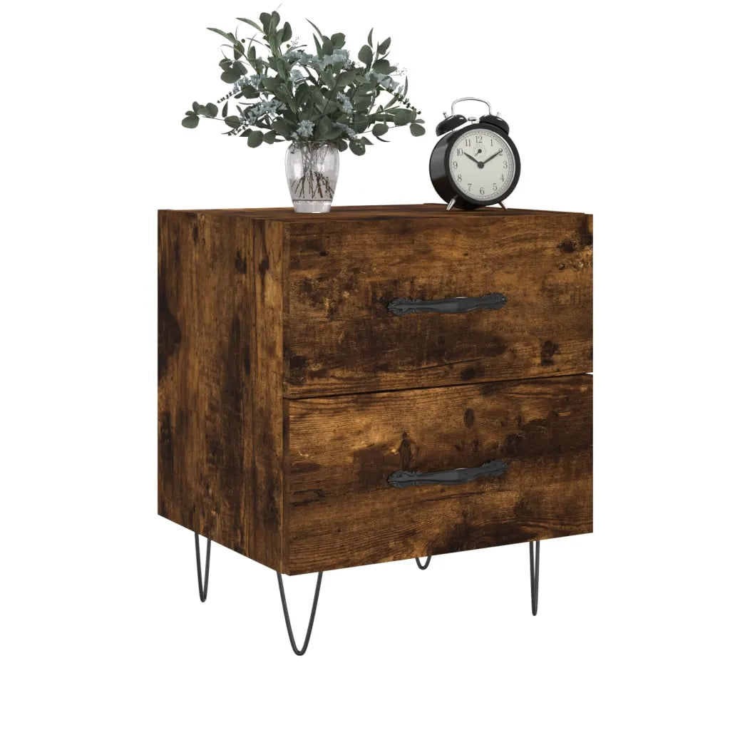 Comodini 2 pz Rovere Fumo 40x35x47,5 cm in Legno Multistrato 827303
