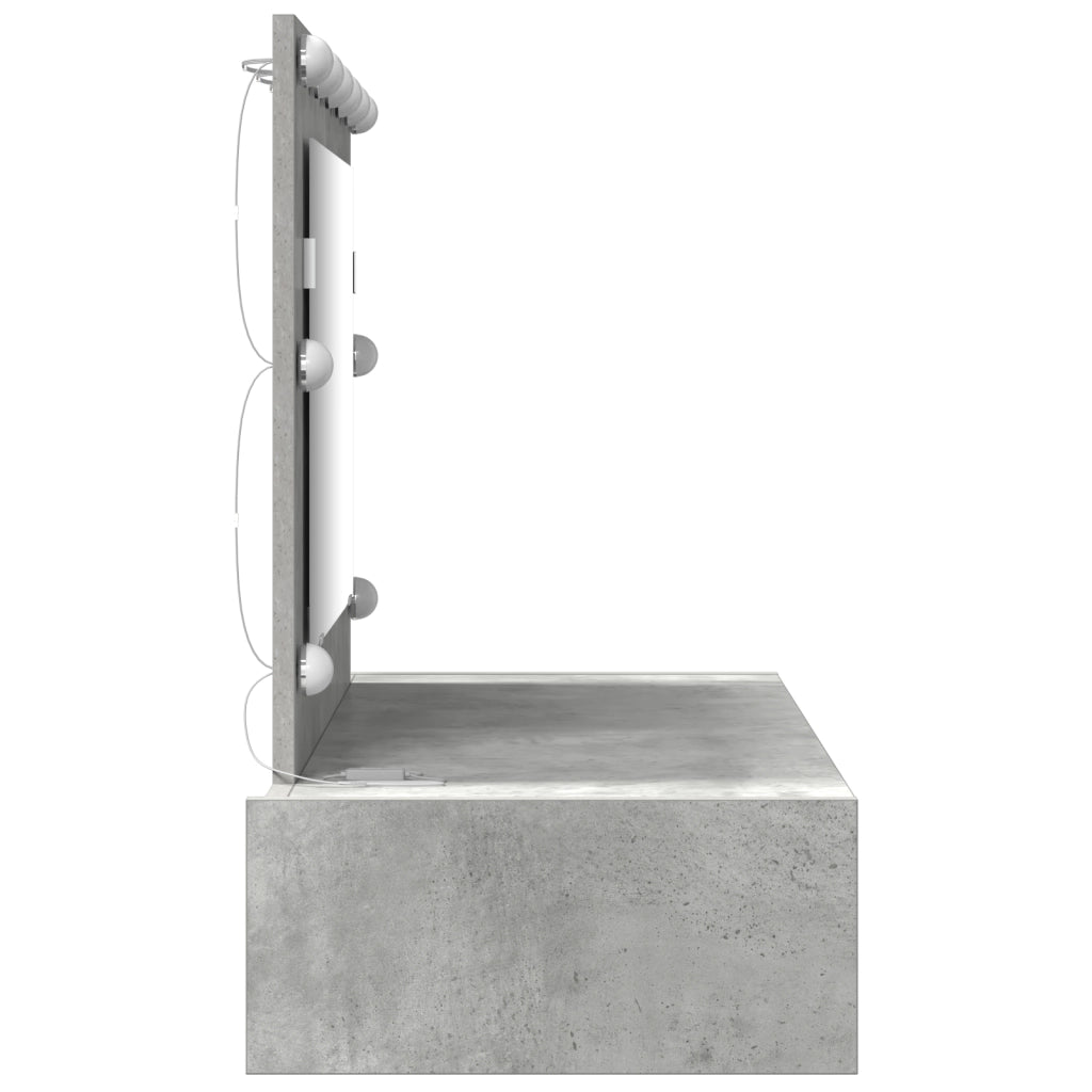 Tavolo da toeletta a muro con luci LED in grigio cemento