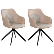 Set di 2 sedie da pranzo girevoli Rivestimento in ecopelle beige sabbia Base con gambe in metallo Sala da pranzo