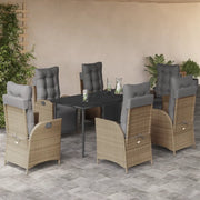 Set Pranzo da Giardino 7 pz con Cuscini Beige Misto Polyrattan 3213452