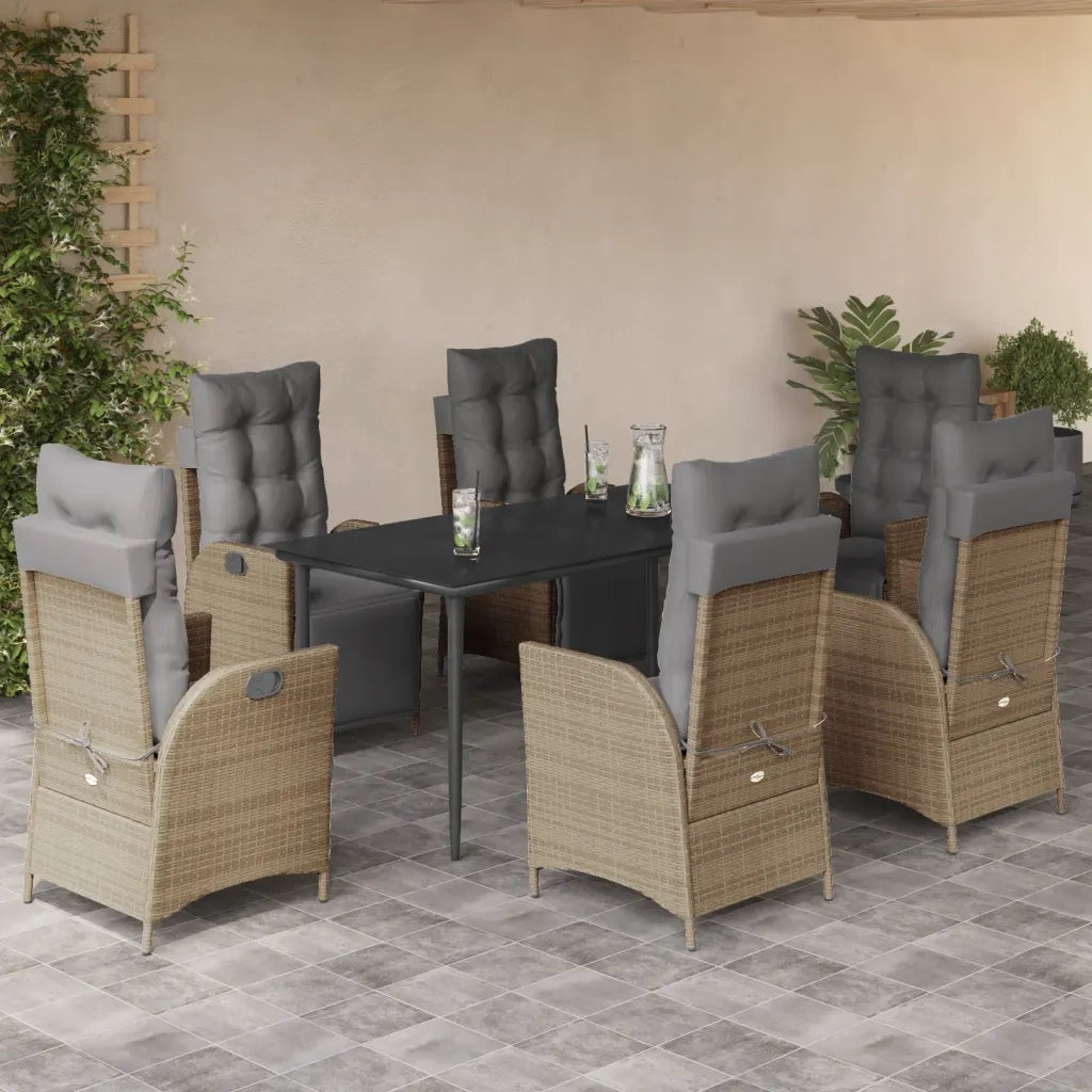 Set Pranzo da Giardino 7 pz con Cuscini Beige Misto Polyrattan 3213452