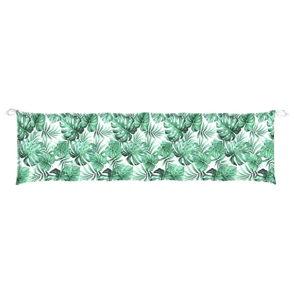 Cuscino per panchina da giardino con motivo a foglie 200x50x7 cm Tessuto Oxford 379014