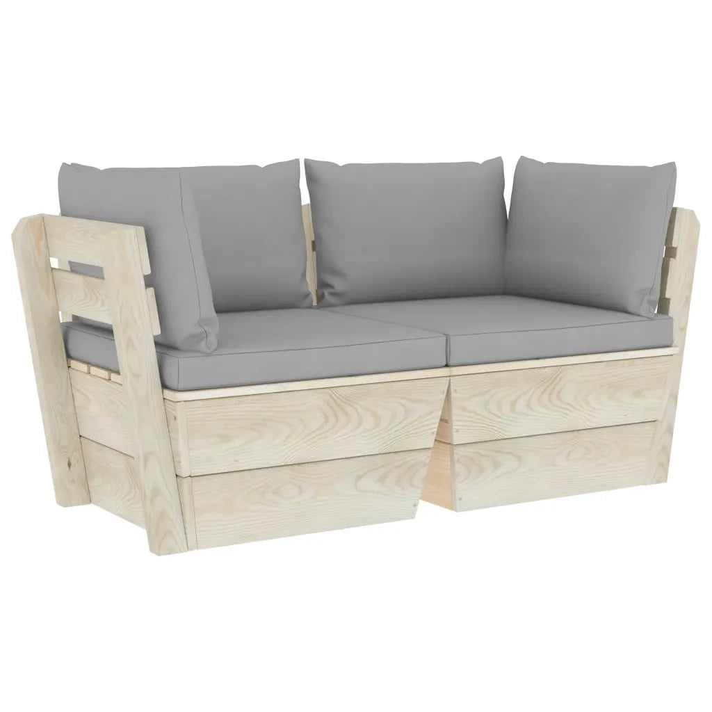 Divano da Giardino a 2 Posti su Pallet con Cuscini Legno Abete cod mxl 48815