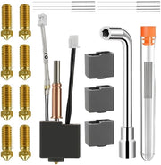 Kit di Testa Calda per Stampante 3D - Alta Precisione - Pezzi di Testa in Ottone - Diametro 0,4 mm - Coperture in Silicone - Aghi di Pulizia - Dimensioni 16 x 11 x 2 cm - Testa di Stampante 3D