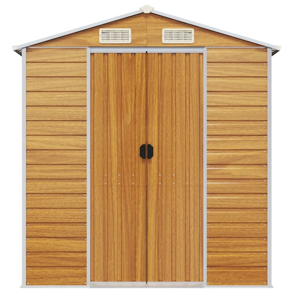 Casetta da giardino marrone chiaro 191x215x198 cm in acciaio zincato 3188276