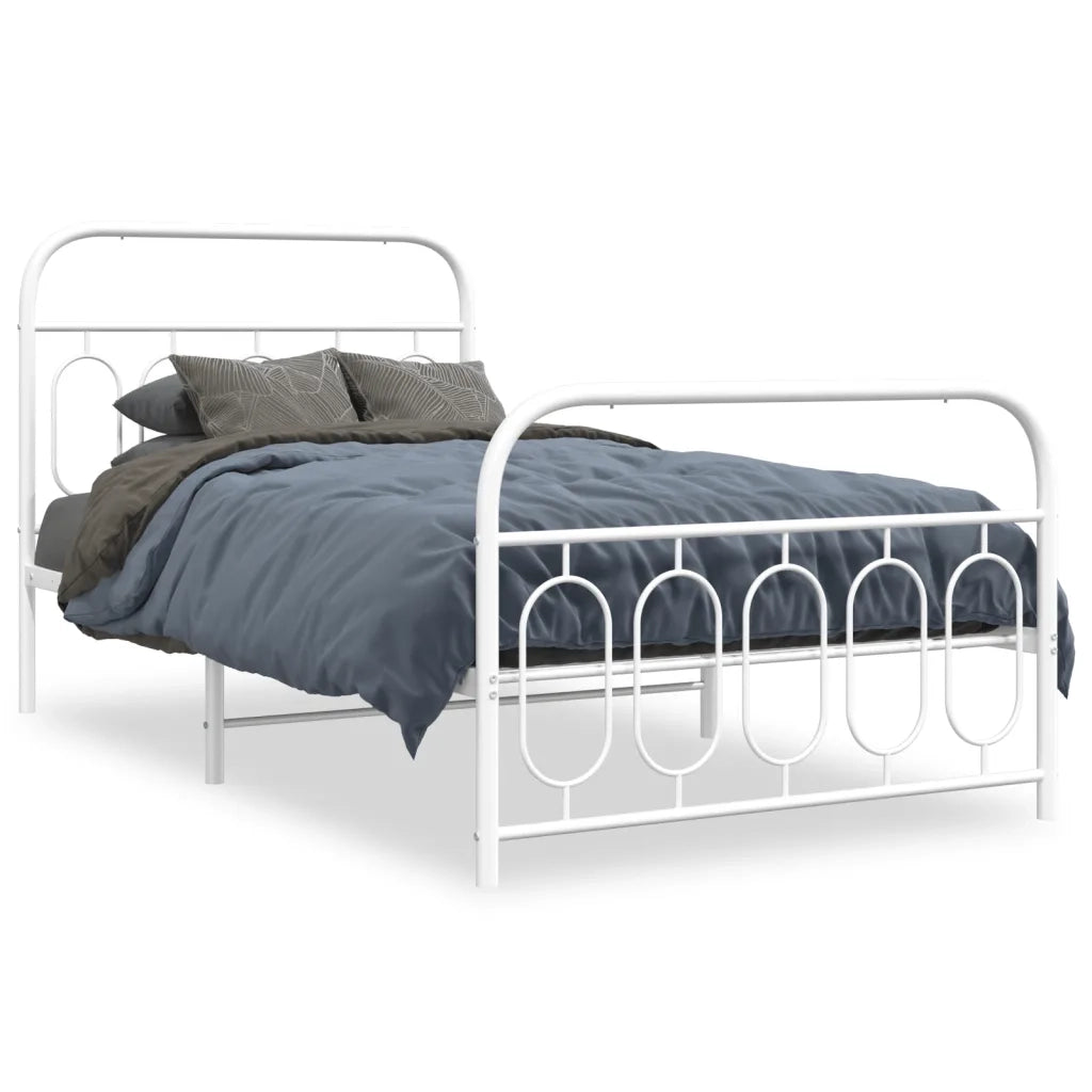 Giroletto con Testiera e Pediera Metallo Bianco 107x203 cm 377180