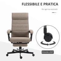 Sedia da Ufficio con Altezza Regolabile, Poggiapiedi Incluso e Seduta Imbottita, 68x67x109-119 cm, Marrone