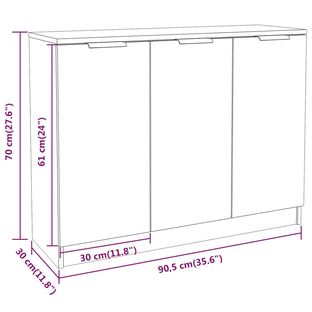 Credenza Grigio Sonoma 90,5x30x70 cm in Legno Multistrato 817025