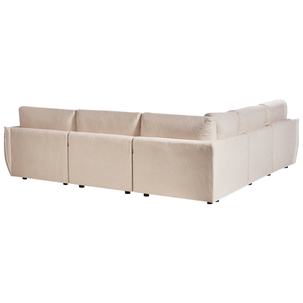 Divano angolare destro beige Boucle 5 posti Divano componibile modulare con cuscini Soggiorno moderno