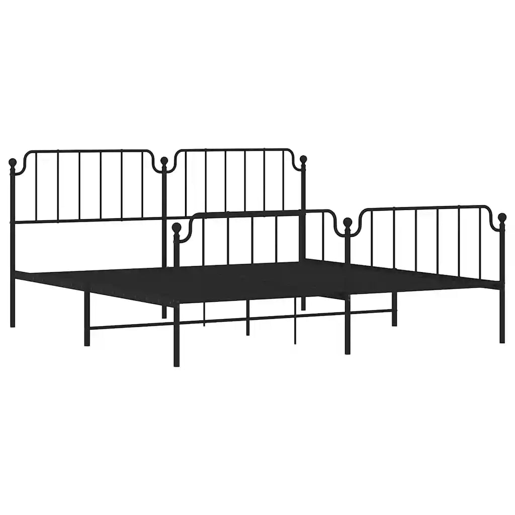 Giroletto con Testiera e Pediera Metallo Nero 193x203 cm 373911