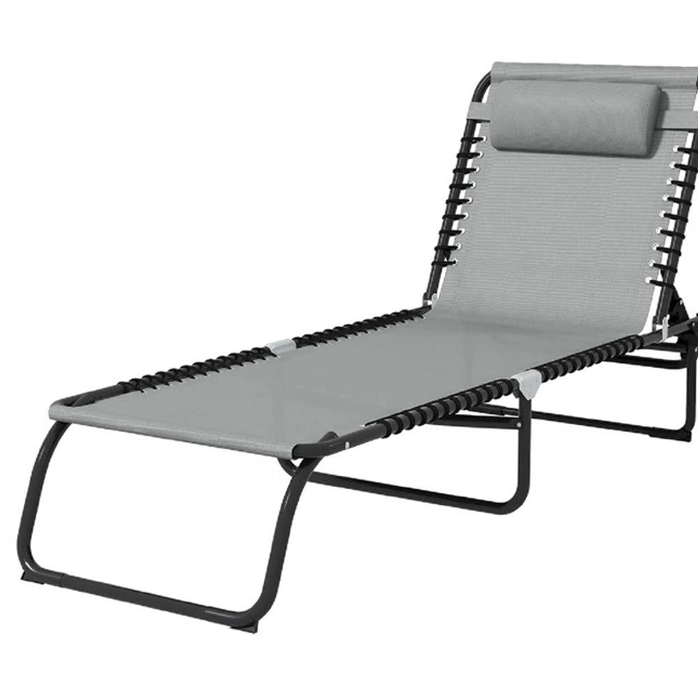 Trade Shop - Lettino Prendisole Sdraio Senza Parasole In Textilene Grigio Reclinabile Giardino 483008 -