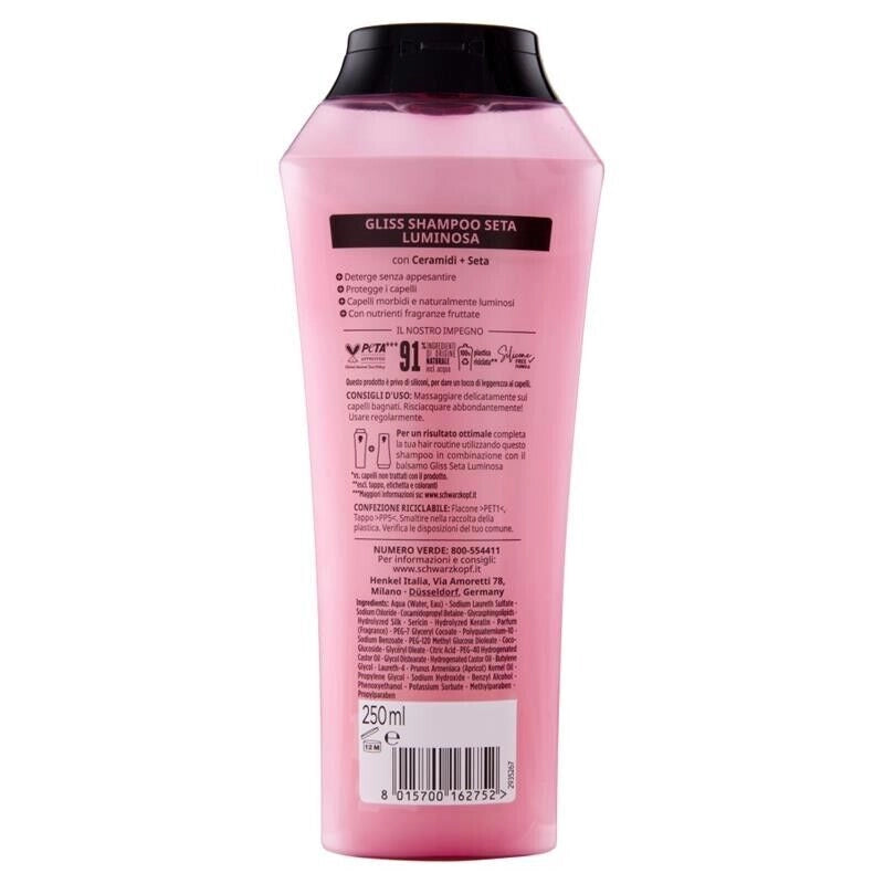 GLISS SET 6 CONFEZIONI SETA LUMINOSA SHAMPOO ILLUMINANTE 250 ML