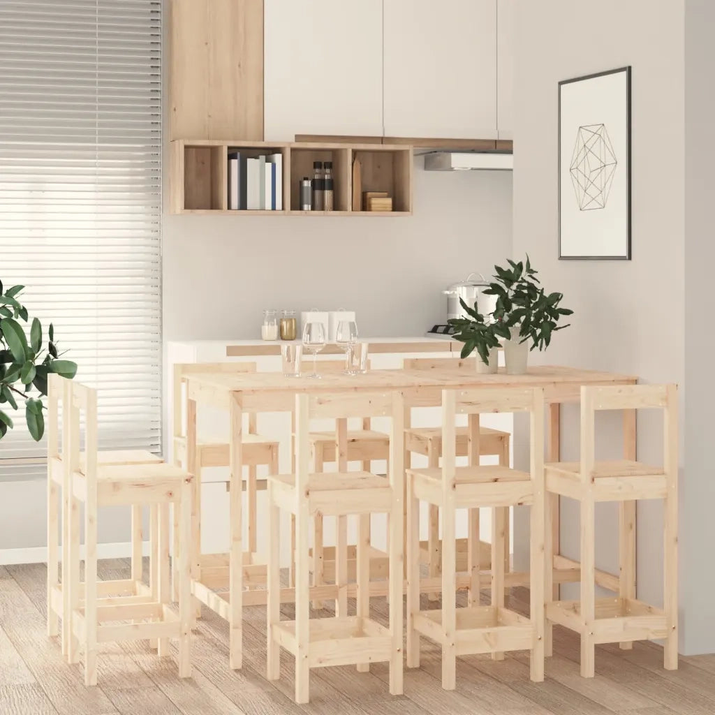 Set da Bar 9 pz in Legno Massello di Pino cod mxl 14208