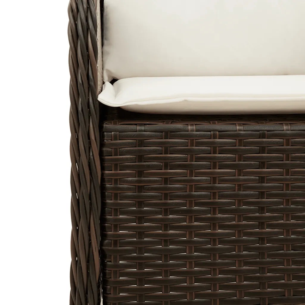 Set da Pranzo da Giardino 7pz con Cuscini in Polyrattan Marrone 3211945