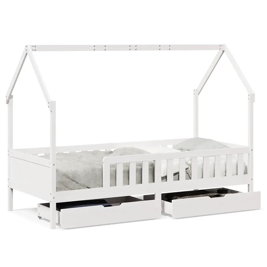 Giroletto per Bambini con Cassetti 90x190cm Legno Massello Pino