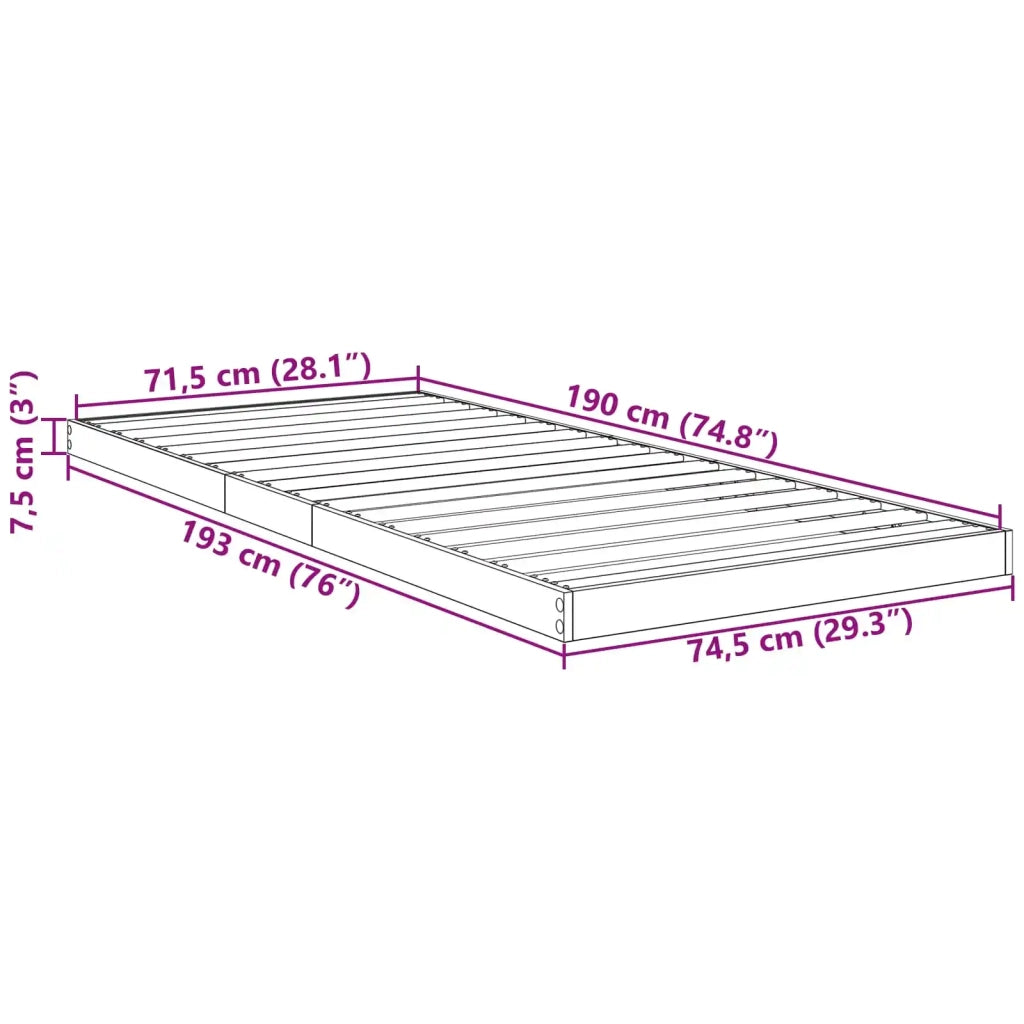 Struttura letto a terra Sonoma 75 x 190 cm Legno multistrato 893518