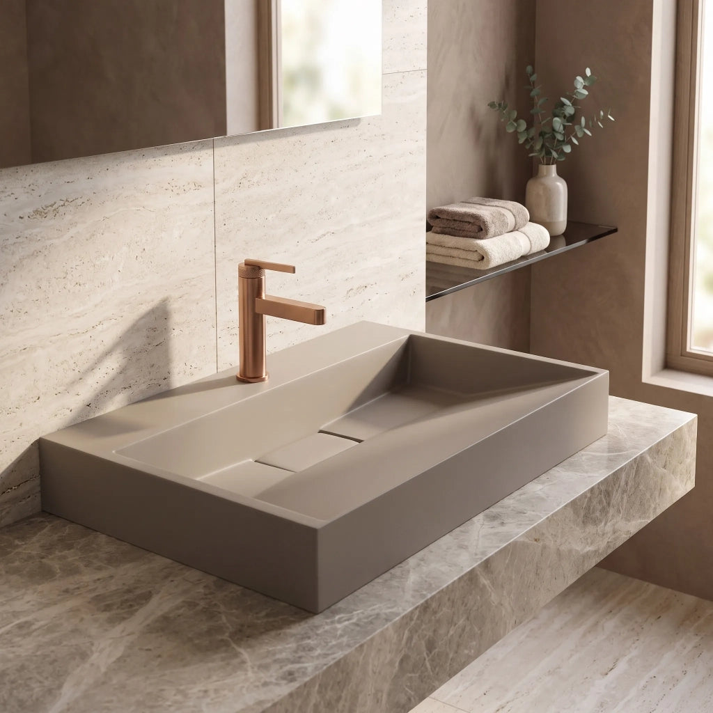 Lavabo In Conglomerato Rea Goya Taupe 70cm