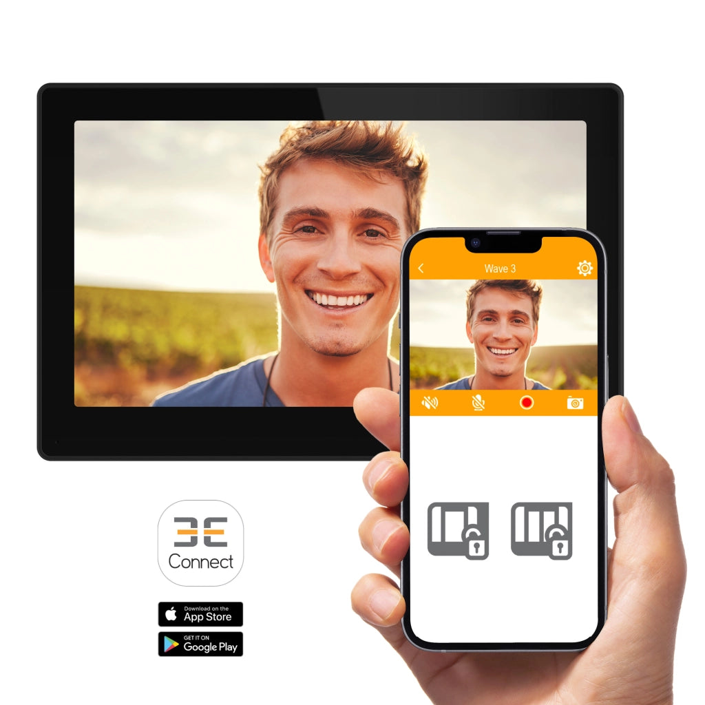 Extel Wave 3 Videocitofono Senza fili Smart Wi-Fi con impronta digitale e controllo da smartphone, Visione Notturna, Apertura da remoto + Cover Esterna Color Terracotta