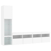 Mobile TV multimediale mensola TV credenza TV sala da pranzo soggiorno camera da letto con LED 4 pezzi legno ingegnerizzato bianco 02_0029327