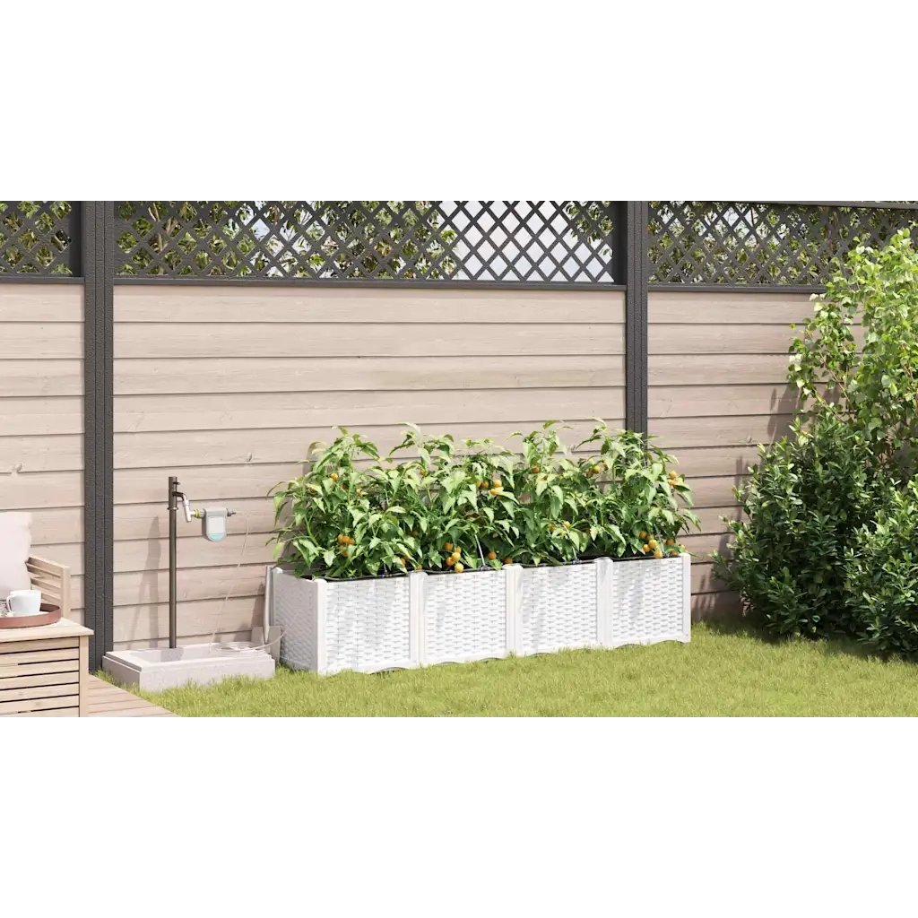Fioriere | Cassetta per fiori | Vaso da giardino 4 pz Bianco 160 x 40 x 37,5 cm Plastica