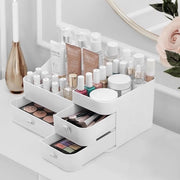Organizzatore per Cosmetici Grande Bianco - Prodotti per la Cura della Pelle - Vernici da Unghie - Con Compartimenti e 3 Lavelle - Matite, Ombretti, Pennelli, Profumi.