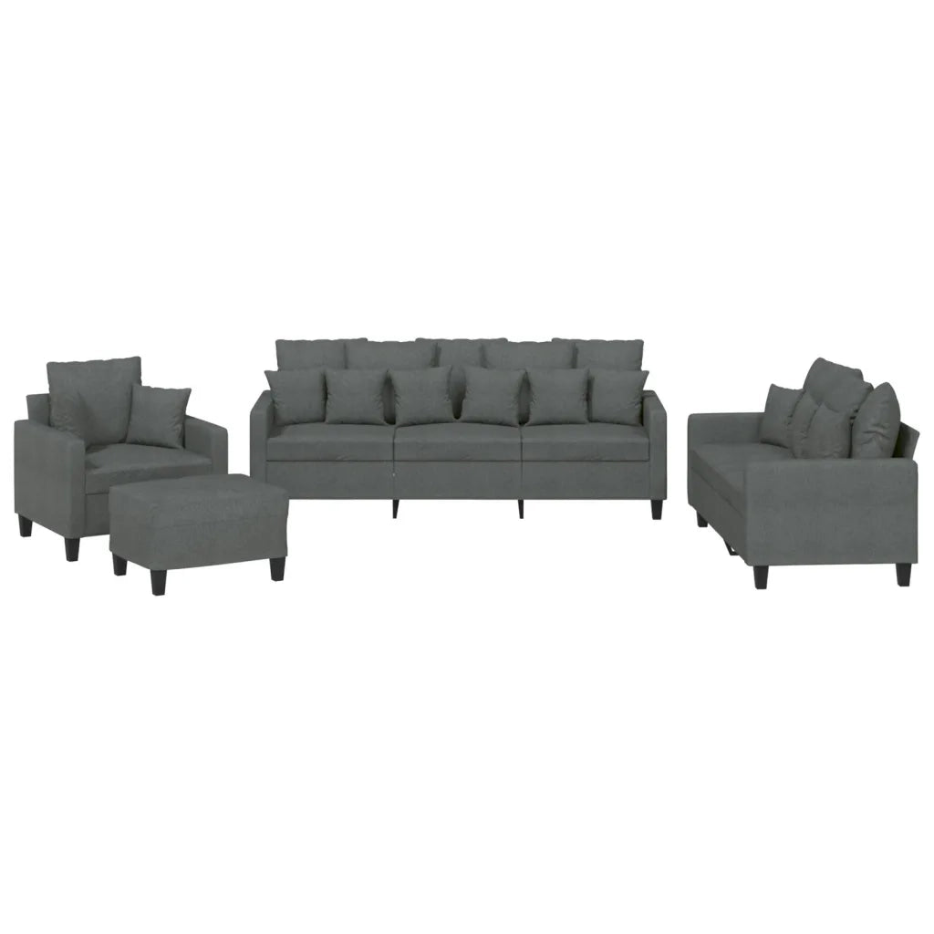 Set di Divani 4 pz con Cuscini Grigio Scuro in Tessuto 3201641