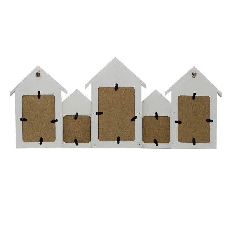 Portafoto mare legno cabine multiplo 5pcm 60x3,5h26