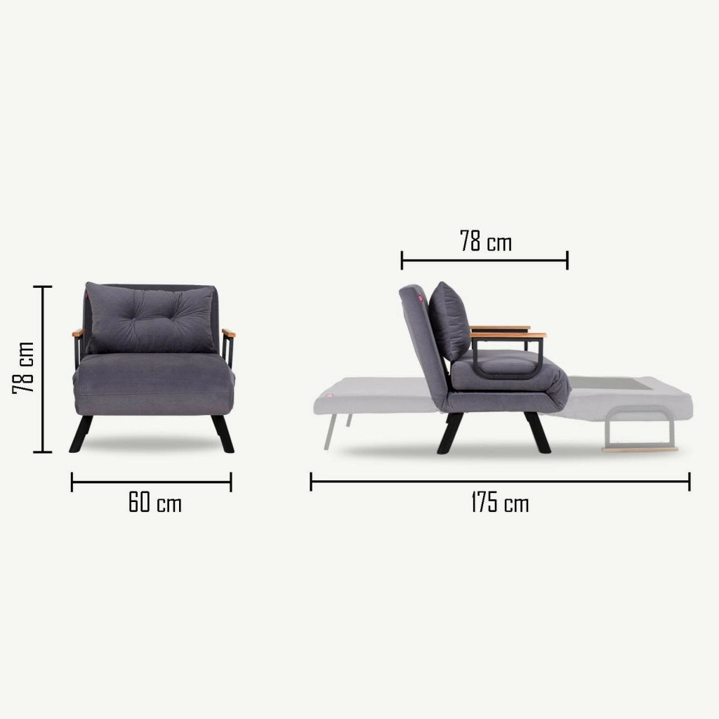 Poltroncina Keoni, Poltrona Reclinabile, 60x78x78h cm Grigio