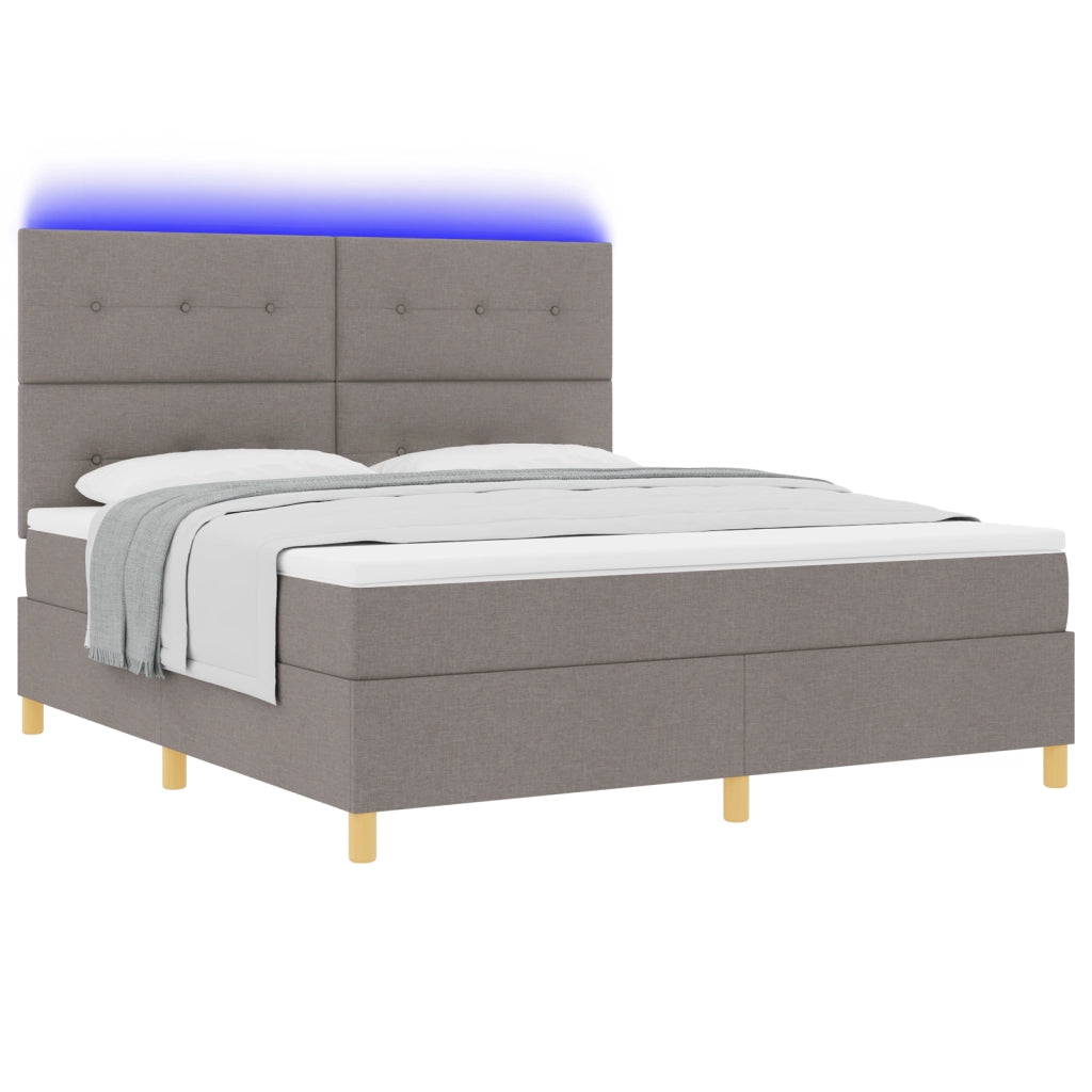 letaXL Letto Box con Materasso e LED Tortora 180x200 cm Tessuto