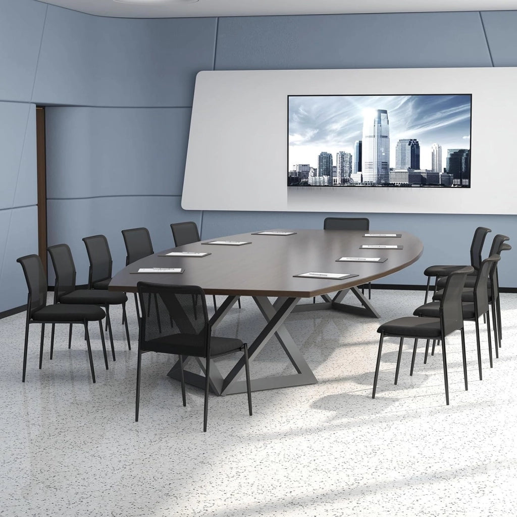 Set di 2 Sedie da Conferenza, Sedia da Ufficio con Schienale Ergonomico in Rete, Seduta Imbottita, Sedie per Sala d'Attesa, Ufficio, Portata 150 kg, 63 x 52 x 84 cm