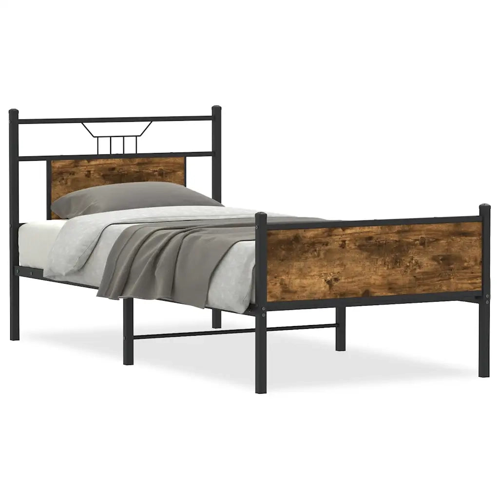vidaXL Giroletto senza Materasso Rovere Fumo 90x190 cm in Truciolato