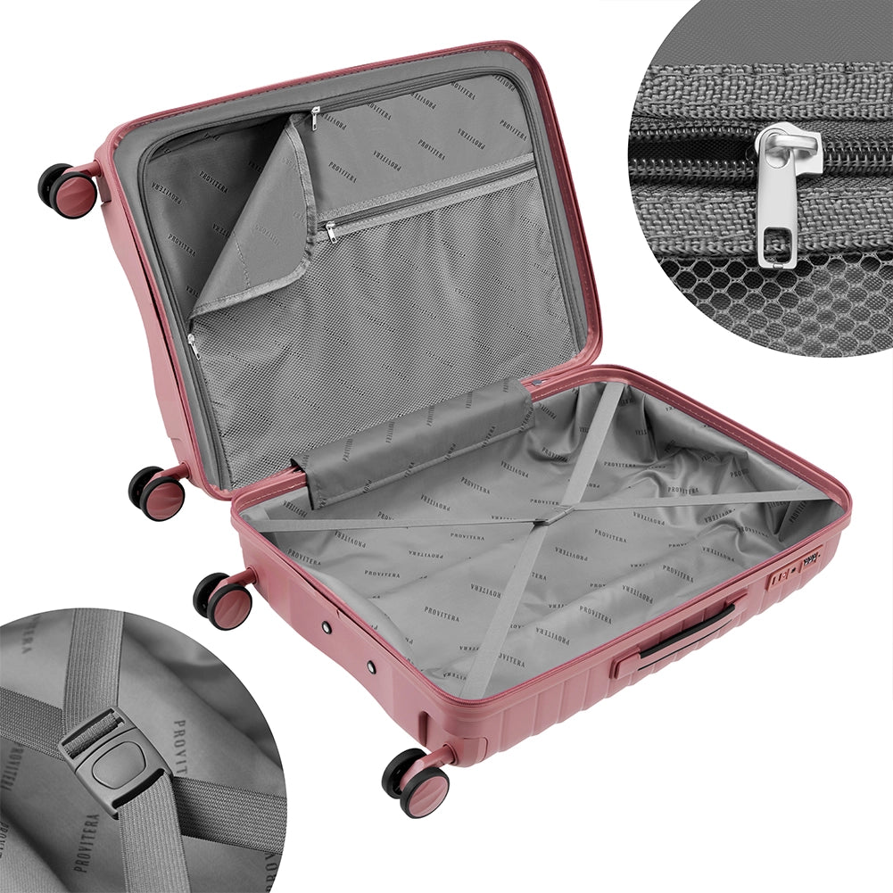 Set 4 Valigie Trolley da Viaggio con Beauty Rigide in Polipropilene Rosa