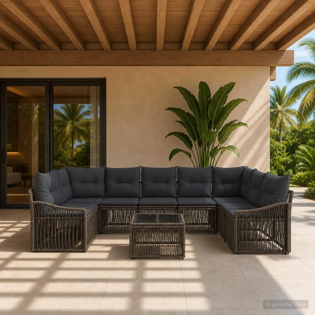 Set Divano da Giardino 10 pcs Grigio polyrattan 3436112