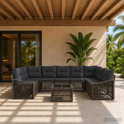 Set Divano da Giardino 10 pcs Grigio polyrattan 3436112