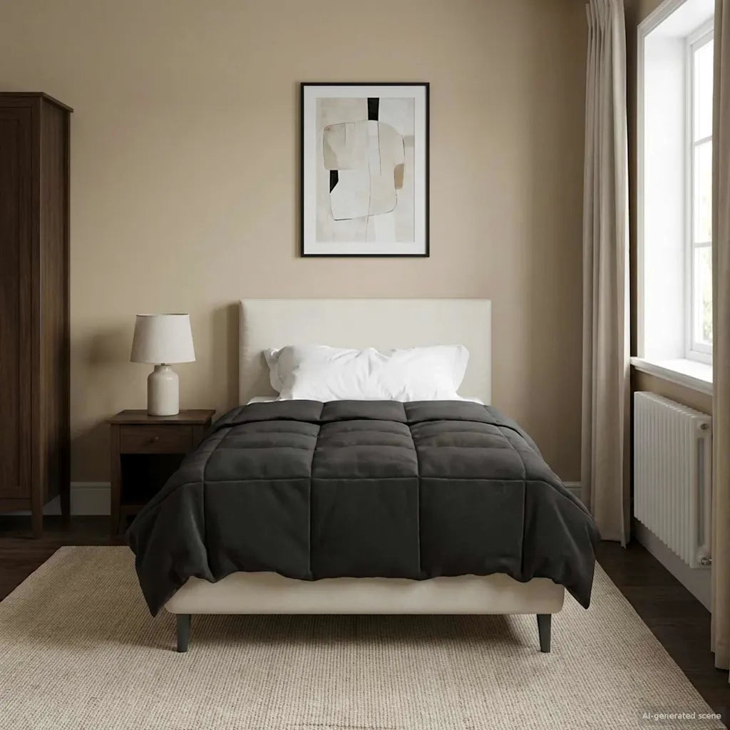Piumone | Duvet Estivo Trapuntato Antracite 155 x 200 cm Microfibra