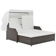 Lettino Prendisole 2 Posti con Tettuccio in Polyrattan Marrone 44824