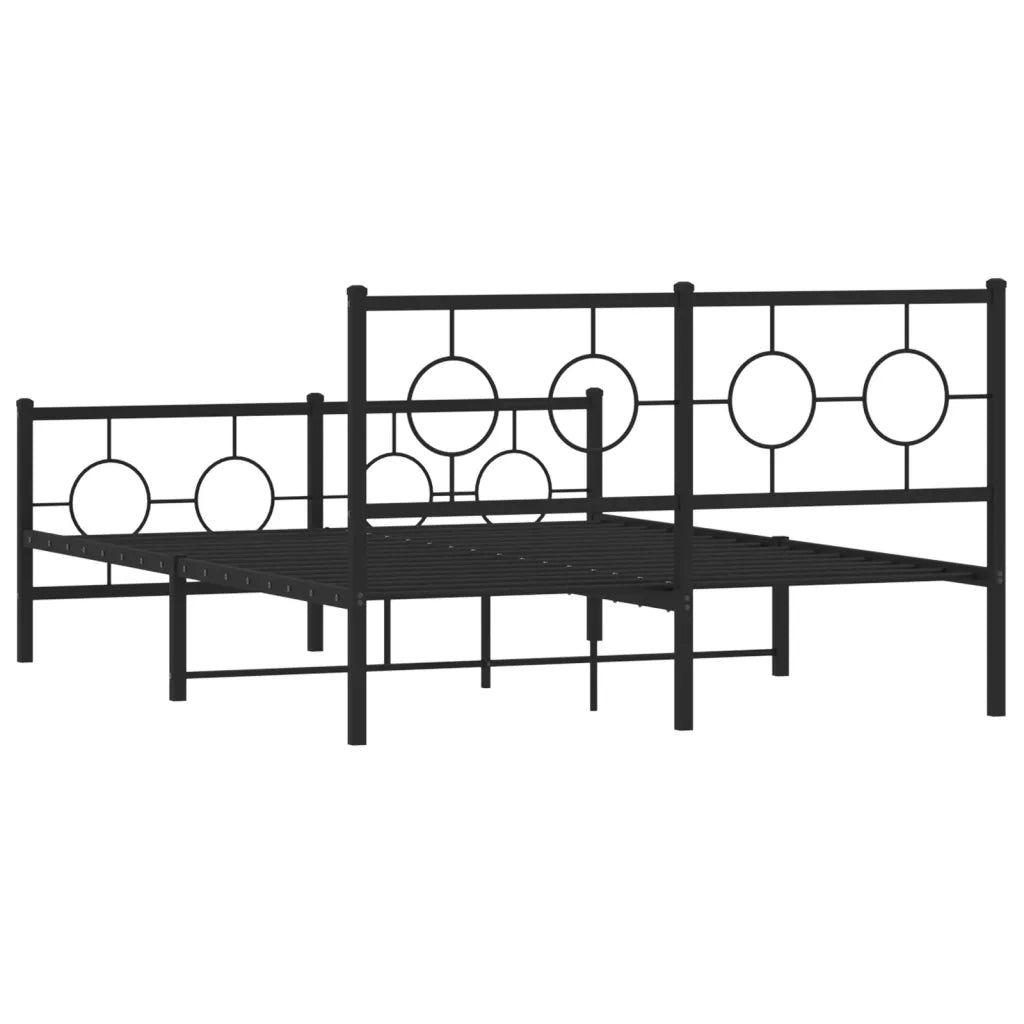 Giroletto con Testiera e Pediera-Struttura Letto Metallo Nero 140x200 cm 791119